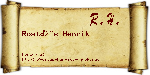 Rostás Henrik névjegykártya